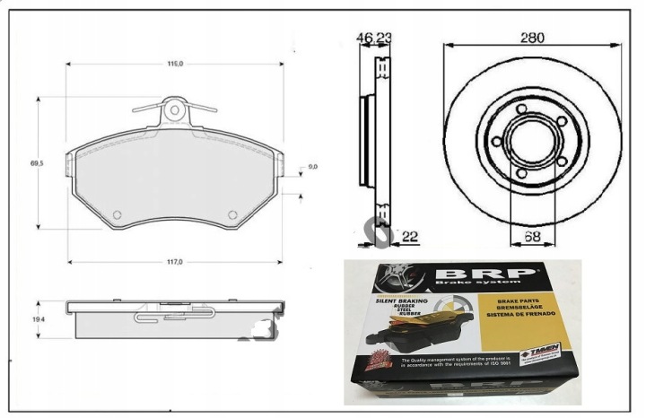 фото №9, Диски i тормозные колодки тормозные перед audi a4 b5 vw passat b5 280mm.