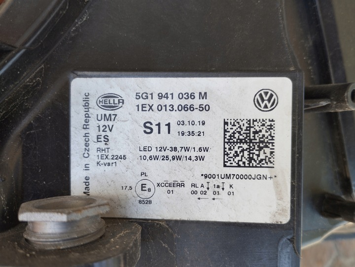 фото №9, Лампа повний led vw golf vii 7 gti рестайлінг 5g1 2016-2020 5g1941036m 5g1941035m