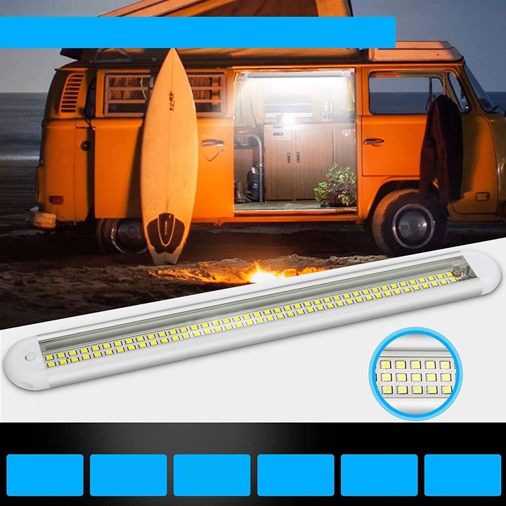 фото №3, 2x авто лампа потолочная led интерьера автобус 12v 120led 30cm