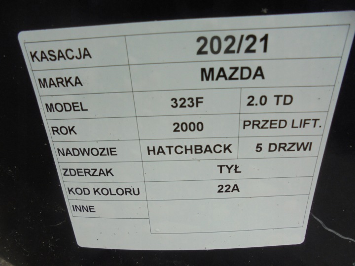 фото №7, Бампер задний mazda 323f bj 22a