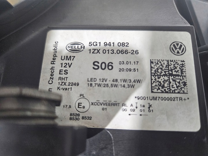 фото №7, Vw golf vii 5g1 r-line лампа права повний led 5g1941082 чорна