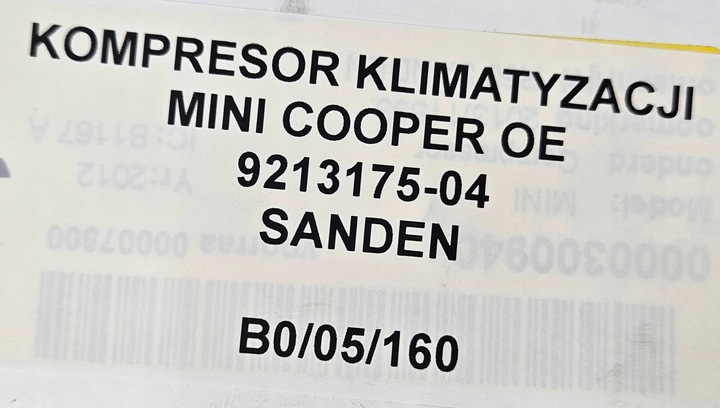фото №7, Компресор кондиціонера mini cooper оригінальний номер 9213175-04