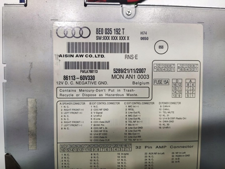 фото №8, Заводская магнитола магнитола rns-e audi a4 b7 2004-2008 8e0035192t