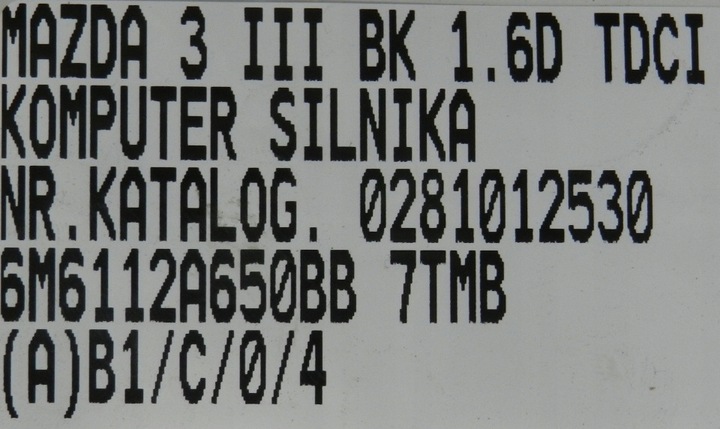 фото №6, Компьютер блок управления mazda 3 iii bk 1.6d 0281012530