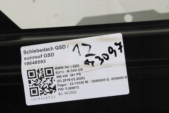 фото №15, Bmw 3 g20 люк крыша стеклянный солнечный стекло люк сдвижной чёрный 2 m2