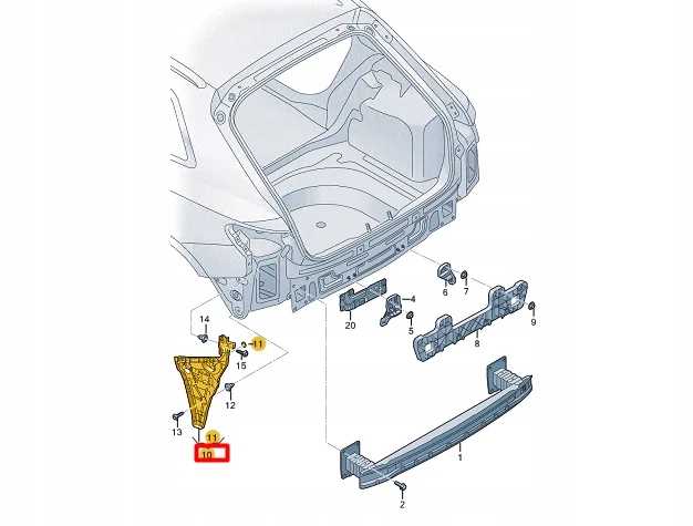 фото №10, Audi a3 sportback 8ya заднее левое кронштейн бампера 8y5807377 oem