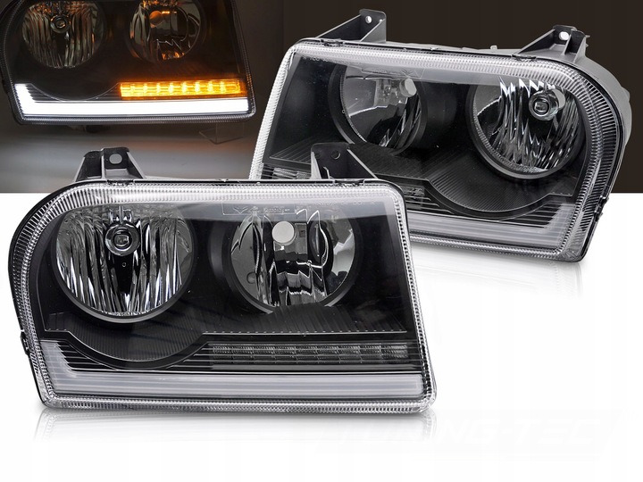 фото №1, Фары лампы chrysler 300c 05-08 led бар динамический чёрный супер эффект!
