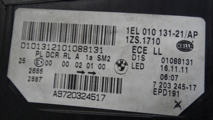 фото №11, Фара левые перед 7203245 bmw 5 f10 f11 bi-xenon некорректируемая