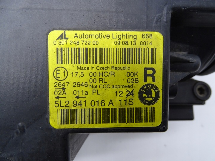 фото №16, Лампа фара права правий перед передня skoda yeti i 5l2941016a