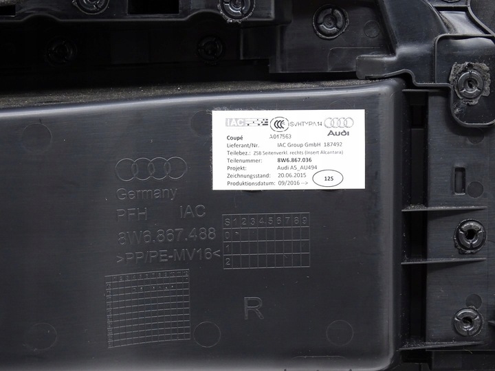 фото №9, Боковина обивка дверь правые зад задний audi a5 f5 8w купе 3d 8w6867036