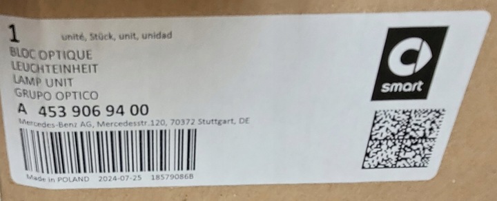 фото №16, Лампа права перед smart fortwo iii 2014- led оригінальна нова a4539069400