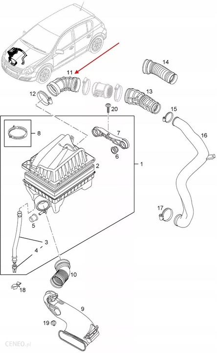 фото №13, Шланг filta воздуха astra g h zafira a 1.7cdti 2.0 di 90530766