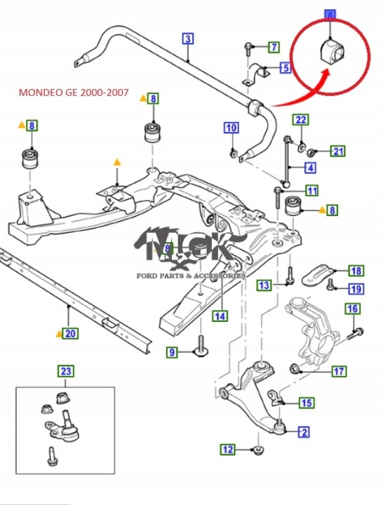 фото №10, Втулка рычаг стабилизатора перед ford mondeo mk3