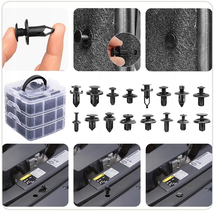 фото №12, Кліпси застібки кліпси автомобільні 625 szt оббивка універсальні 18 rodzajów