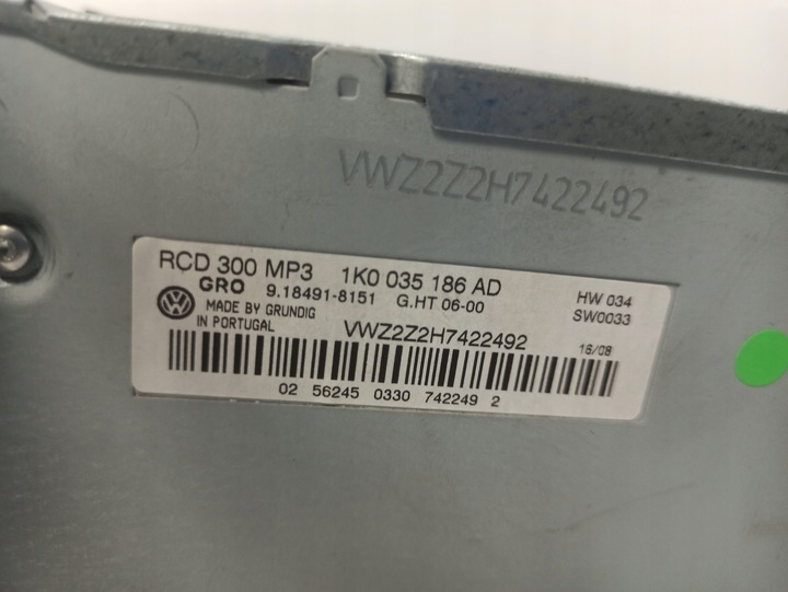 фото №12, Volkswagen golf v радіо cd радіопрогравач 1k0035186ad
