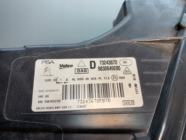 фото №11, Citroen c4 iii лампа передня праві перед 9830649280