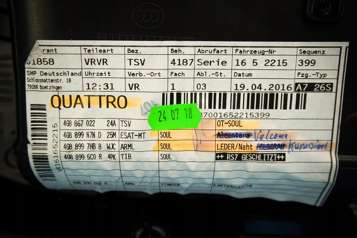 фото №12, Оббивка боковина двері перед праві a7 s7 rs7 4g8 4g8867104s wfa exclusive