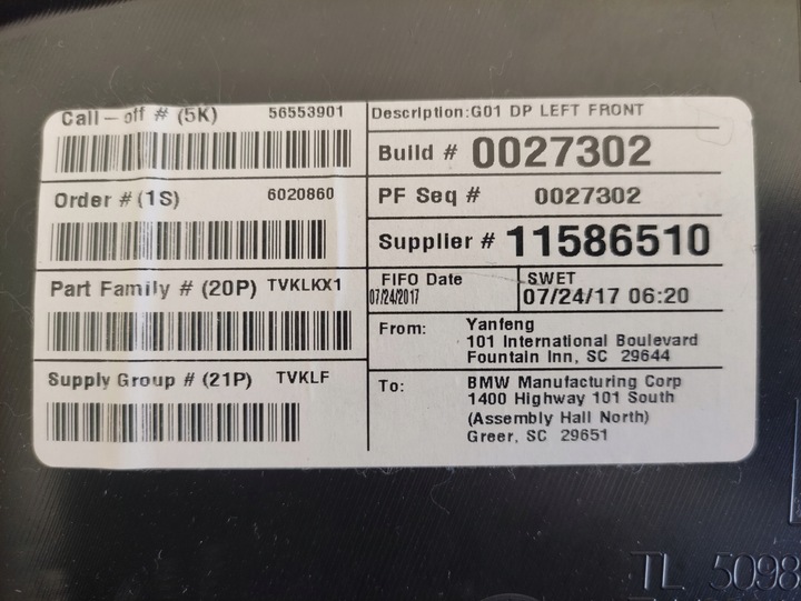 фото №10, Боковина оббивка двері салон bmw x3 g01