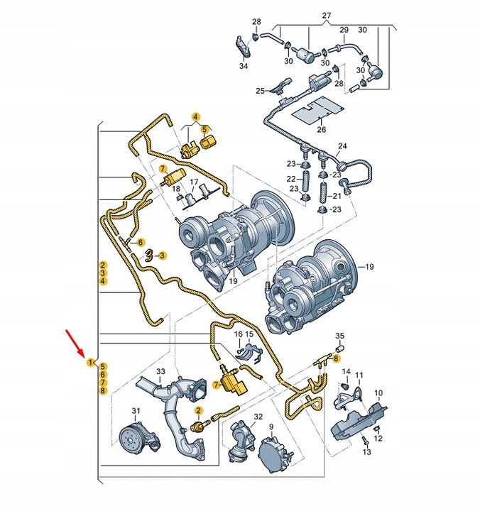 фото №1, Audi rs4 b9 вакуум шланг 06m131055hp оригинал
