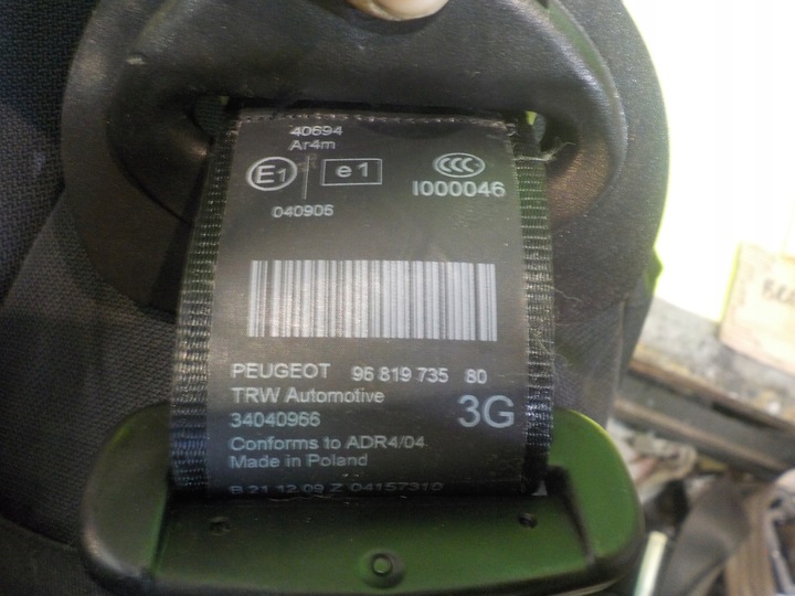 фото №5, Peugeot 5008 i 10r pas безопасности левый зад 34030077c 9681973580