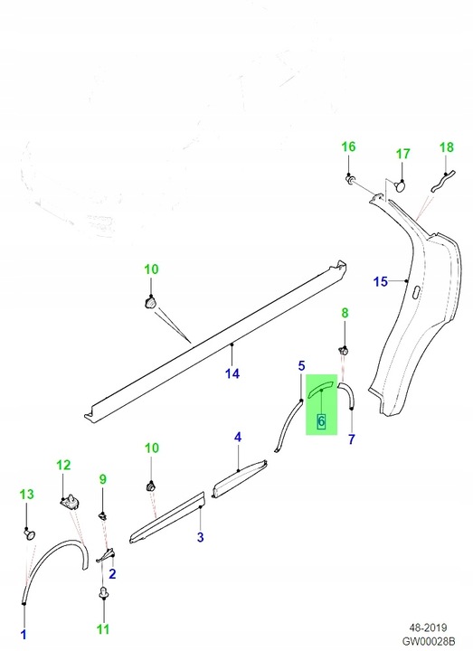 фото №9, Оригинальная левая планка крыльев заднего jaguar f-pace svr 5.0v8 t4a38592