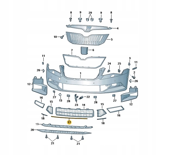 фото №1, Планка декоративна бампера перед хром skoda superb oe: 3v0853551a2zz