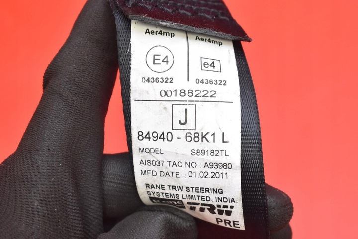 фото №7, Pas безопасности левый перед натяжитель 84940-68k1 suzuki alto 7 vii 09-14