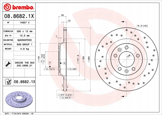 фото №3, Диски гальмівні колодки зад brembo citroen c5 iii