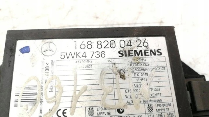 фото №7, Модуль імобілайзера mercedes-benz a w168 1688200426 1.69l дизель 55kw 2003