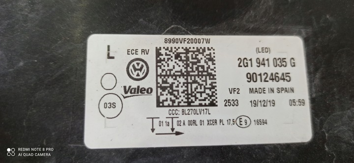 фото №9, Vw polo vi 2g gti 2017- лампа лівий перед повний led