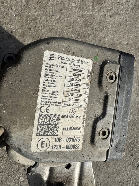 фото №8, Вебасто отопление стояночный mokre mercedes sprinter 906 06-18r a9068302201