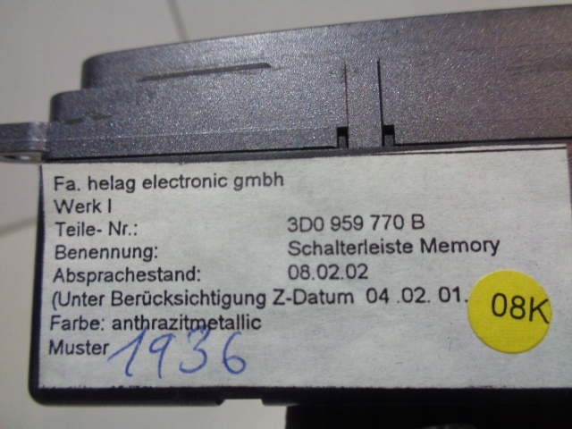фото №6, Блок керування  обігріву сидінь phaeton 4-os 3d0959770b