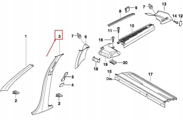 фото №8, Bmw 3 touring e36 захист лівого стійка середнього 51438173501 oem