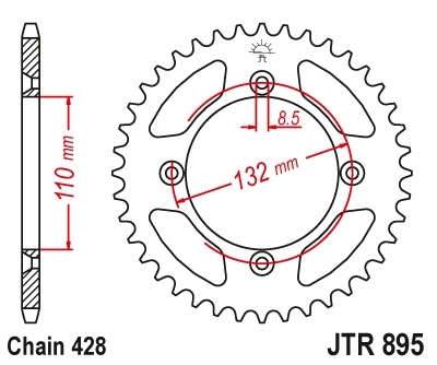 JT ЗУБЧАТКА ЗАДНЯЯ 4486 49 KTM SX 85 '04-'18, 105 XC