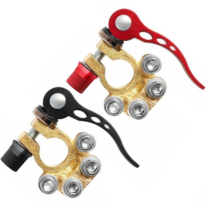 фото №8, 2x клеммы зажимные соединители суппорт акумулятора положительный отрицательный латунные