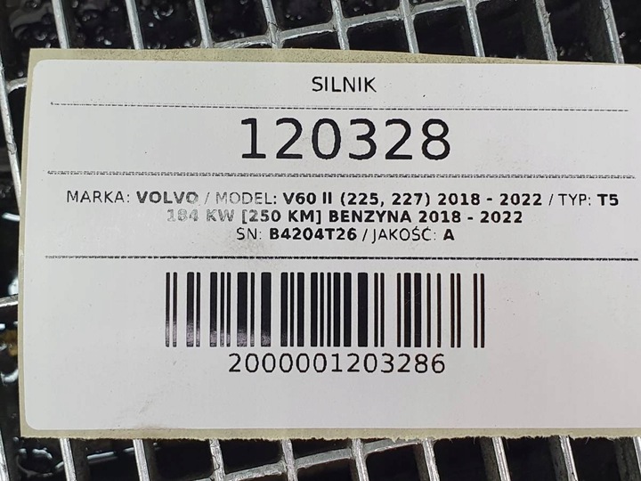 фото №12, Двигун стійка 2.0 b volvo v60 ii v90 xc60 b4204t26 250