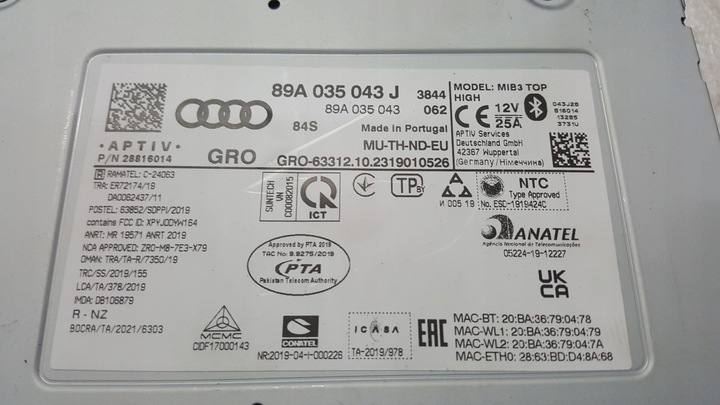 фото №8, Блок керування навігація mmi mib3 audi q4 e-tron 89a035043j демонтаж