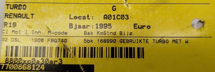 фото №7, Турбонагнетатель 7700868124 454112-3 1.9dti volvo renault