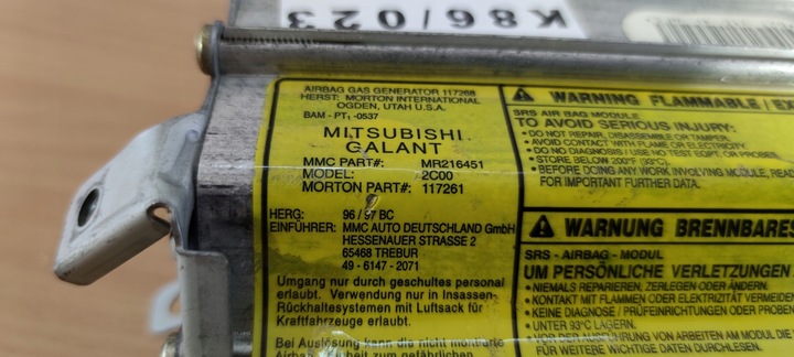 фото №6, Mitsubishi galant подушка пассажира подушка безопасности консоли