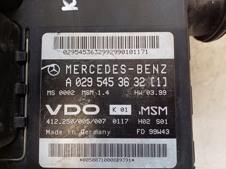 фото №6, Mercedes a клас w168 97- 1.4 комп'ютер двигуна витратомір a0295453632