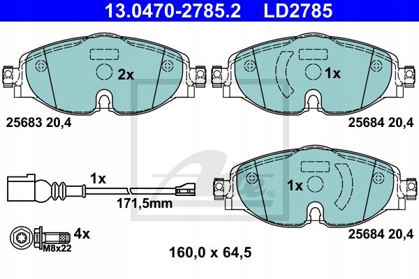 фото №3, Диски i тормозные колодки перед ate vw golf vii e-golf