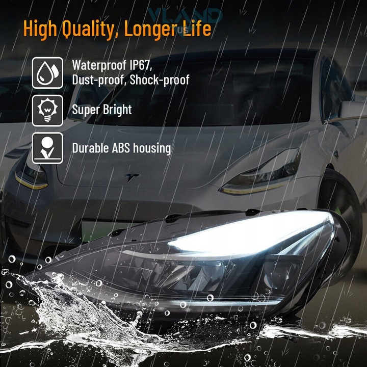 фото №9, Tesla модель 3 2017-23 лампа лампы перед led vland