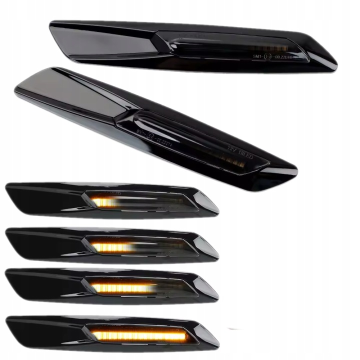 фото №11, Поворотники боковые bmw 5 f10 f11 f07 led диодные четкий чёрный комплект