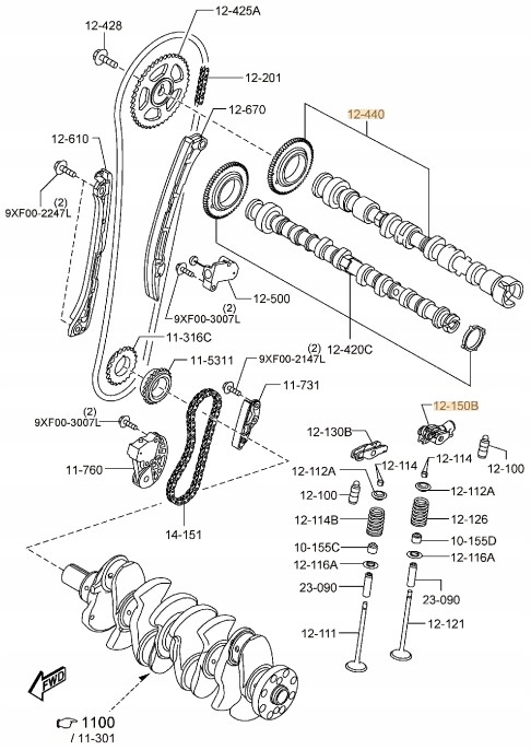 фото №12, Вал розподільний вал коромисла mazda 3 bm 6 gj cx-5 ke kf 2.2d оригінал