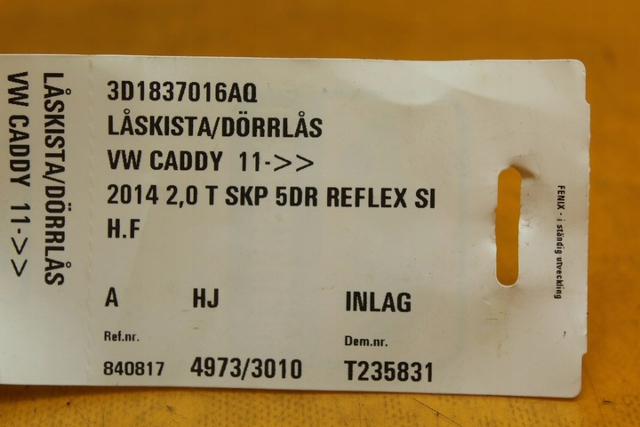 фото №14, Замок дверь правые перед vw caddy iii рестайлинг 9 pin 3d1837016aq