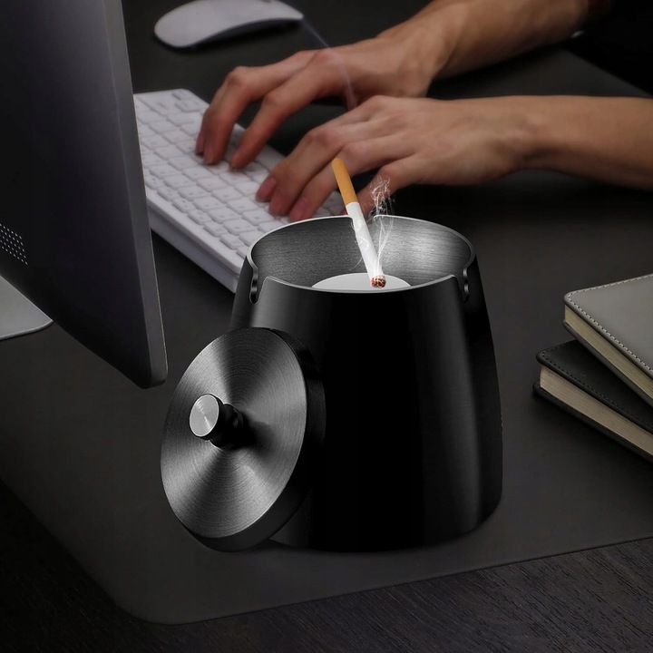 фото №10, Закрывающая пепельница наружная чёрная na балкон сад ze сталь