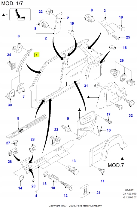фото №9, Отделка – стойка „a”. правое ford fiesta 1995-2002 oem номер 1074985