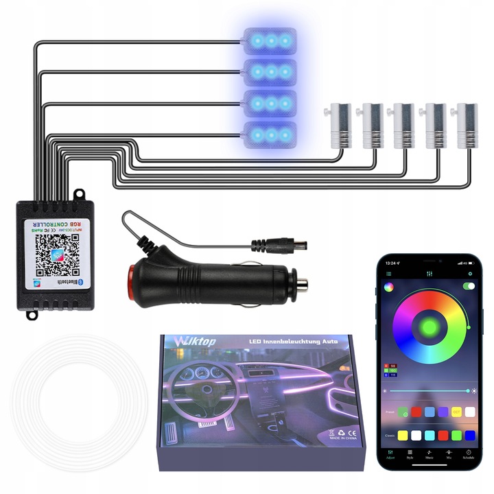 фото №14, Лампа автомобильная лампа do автомобиль освещение кабины list 6m rgb + 4 диоды led