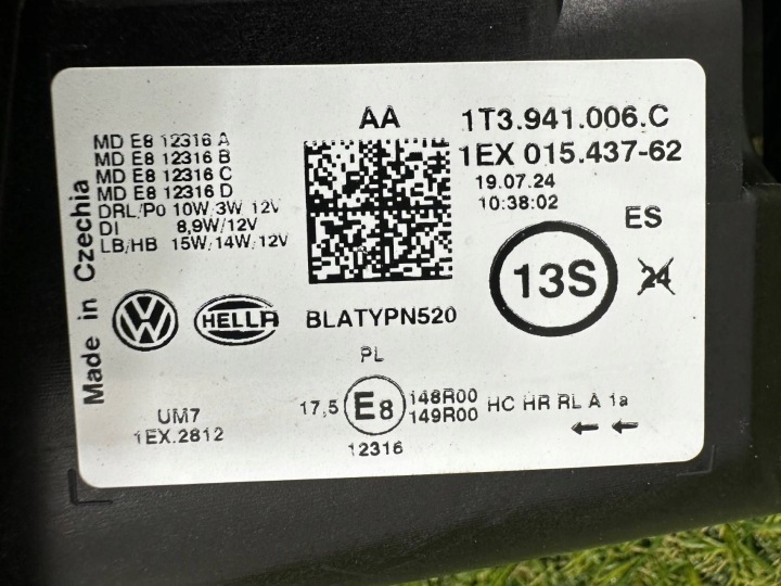 фото №10, Фара передняя правая перед правая vw volkswagen id. buzz 1t3941006c eu