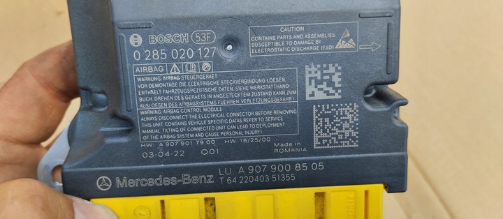 фото №5, Модуль датчик подушек подушка безопасности mercedes sprinter 907 a9079026405
